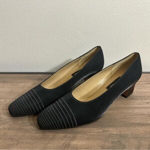 Vaneli Black Textured Heel Pumps